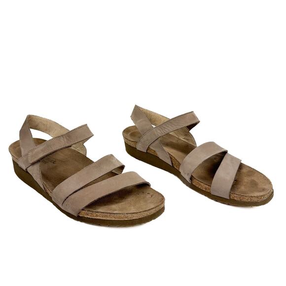 Noat Kayla Gray Suede Nubuck Leather Strappy Wedge Sandal 13 Comfort Lightweight - Picture 3 of 16